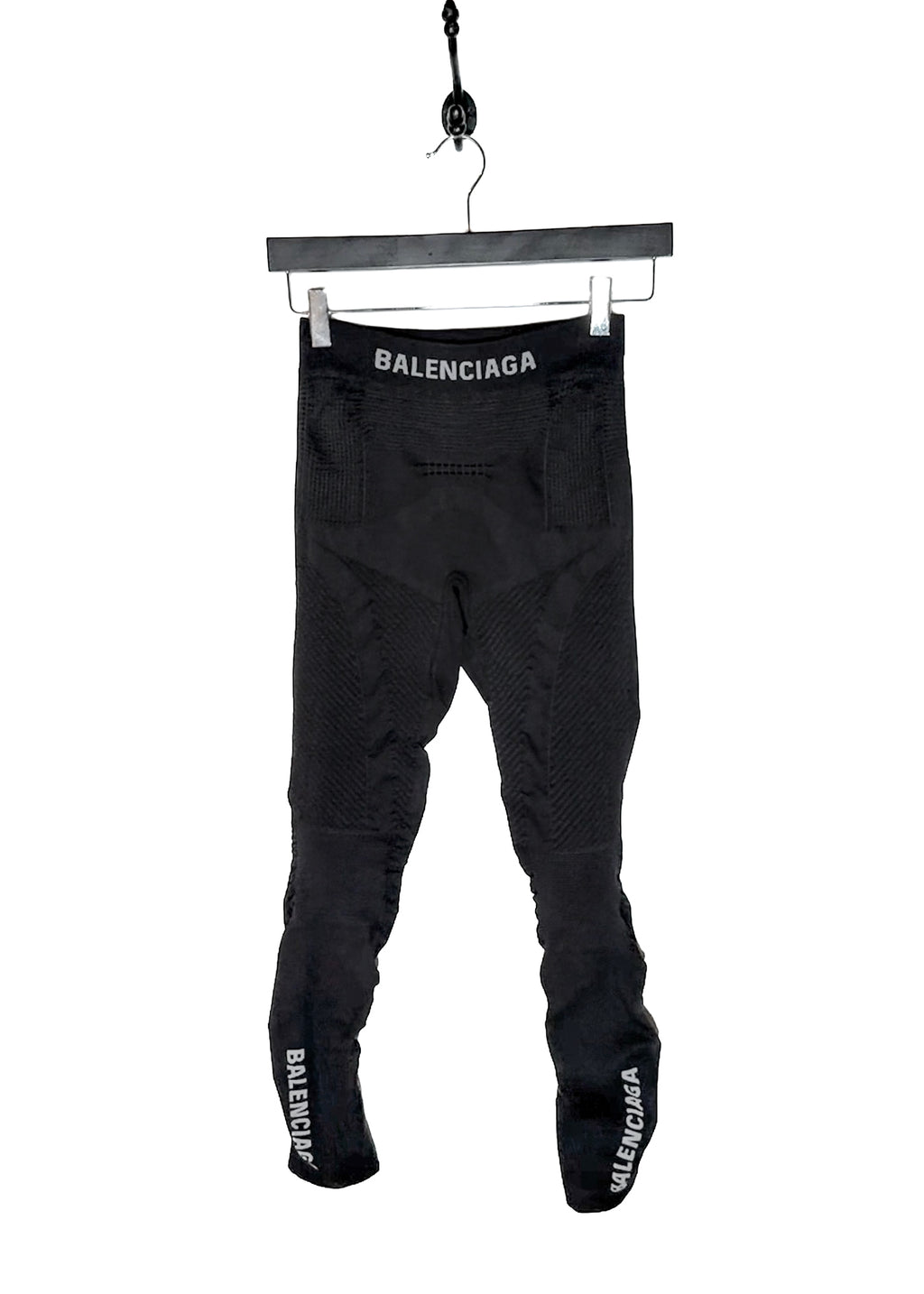 Pantalon Legging de motard noir plissé à logo ﻿﻿Balenciaga 2023﻿