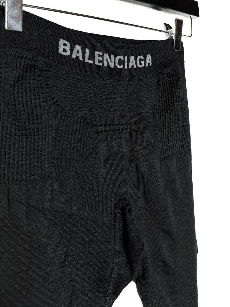 Pantalon Legging de motard noir plissé à logo ﻿﻿Balenciaga 2023﻿