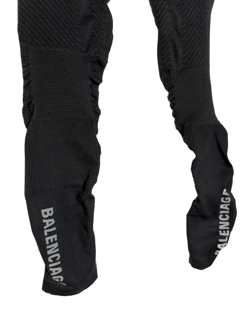 Pantalon Legging de motard noir plissé à logo ﻿﻿Balenciaga 2023﻿