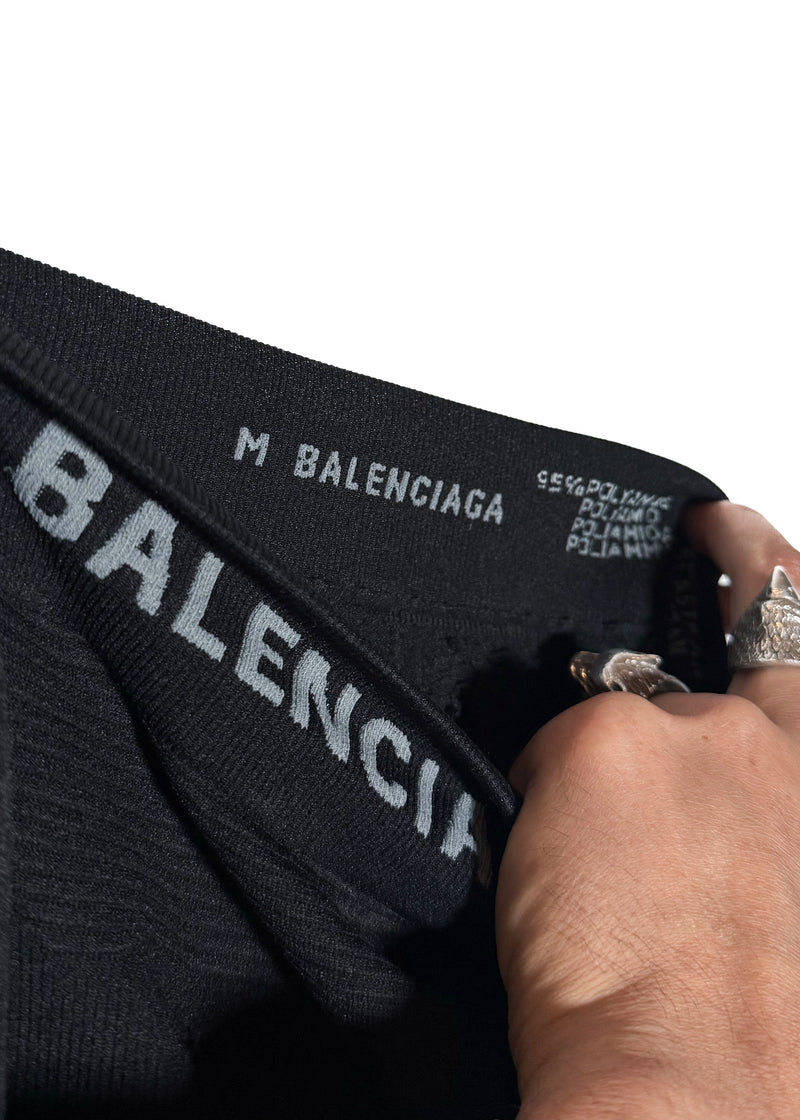 Pantalon Legging de motard noir plissé à logo ﻿﻿Balenciaga 2023﻿