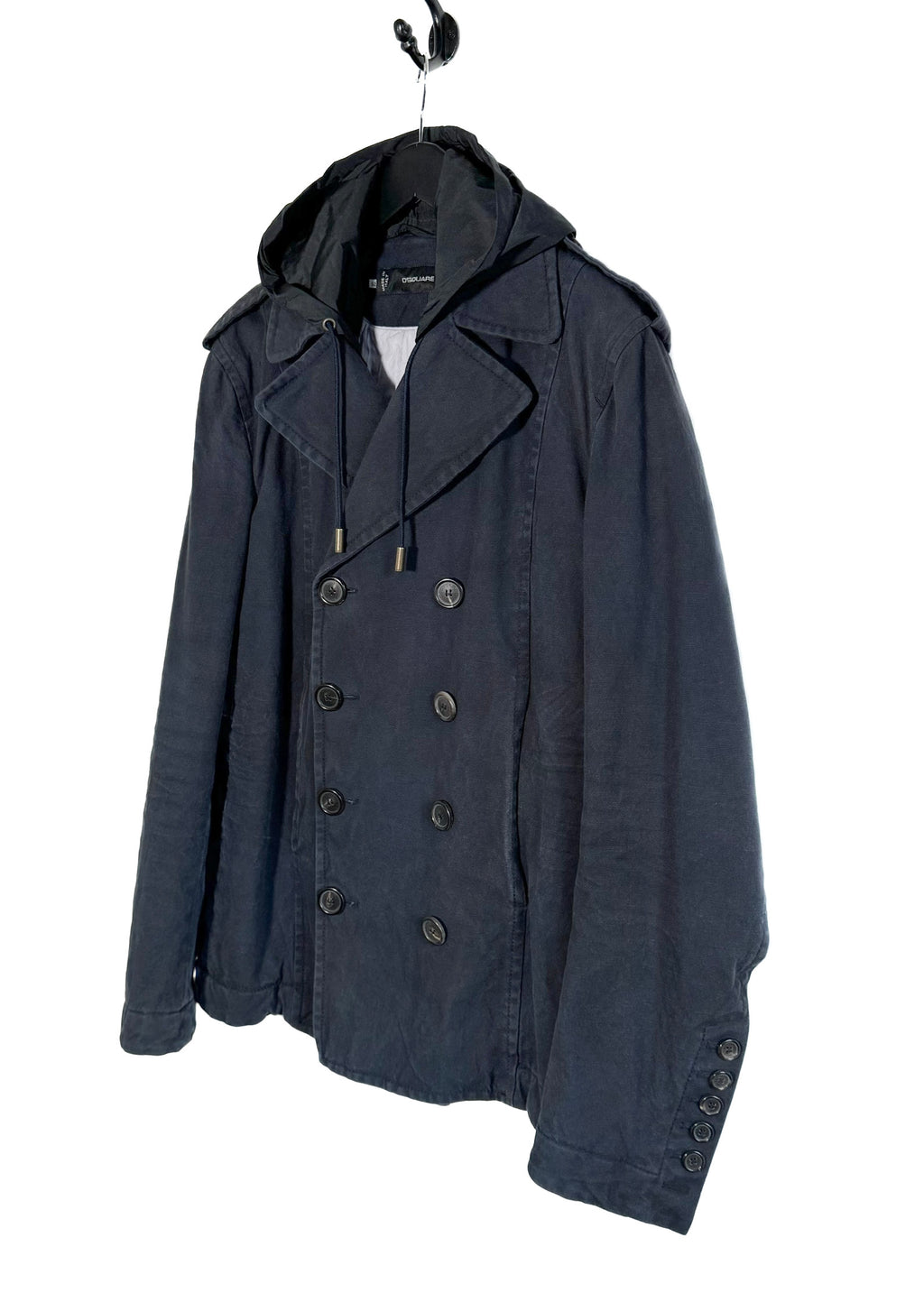 Manteau caban croisé en coton et à capuche en nylon Dsquared2