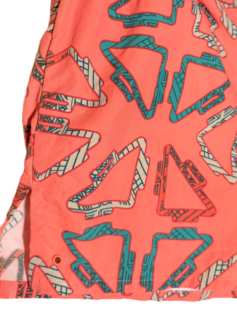 Hermès Coral Pink Triangle Pattern Swim Trunks