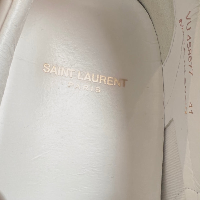 Saint Laurent White Diamond Patch Distressed Court Sneakers