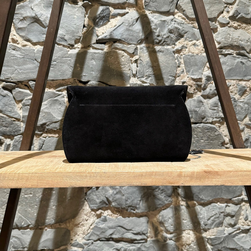 Céline 2016 Black Suede Envelope Clutch Chain Bag