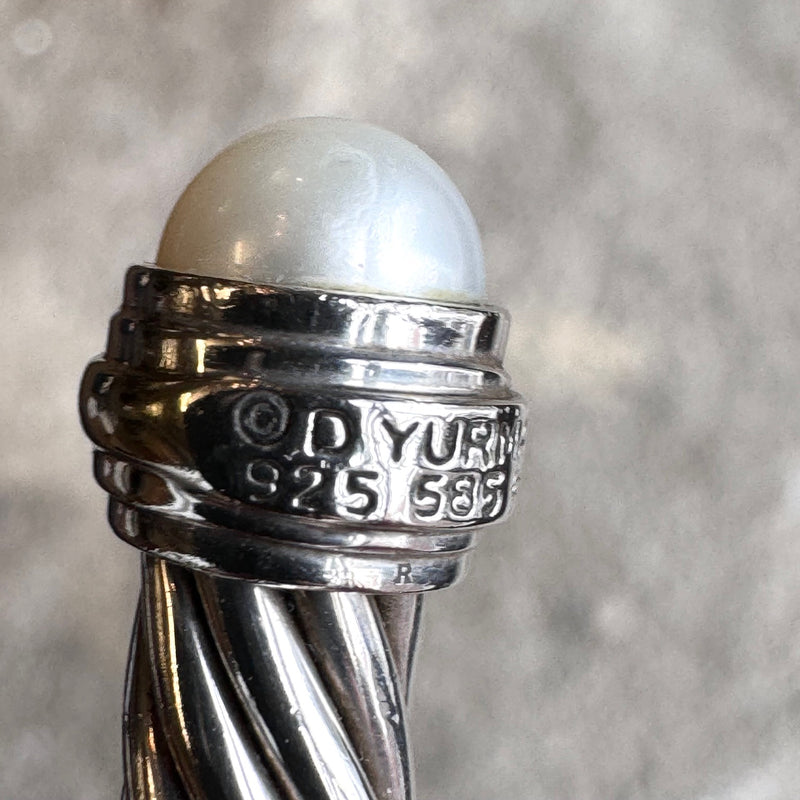 Bracelet David Yurman Classic Cable 7mm en or sterling 18 carats avec perles