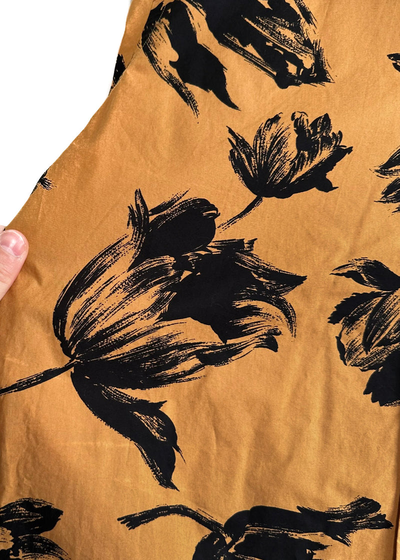 Chemise boutonnée à imprimé fleuri noir orange Marni