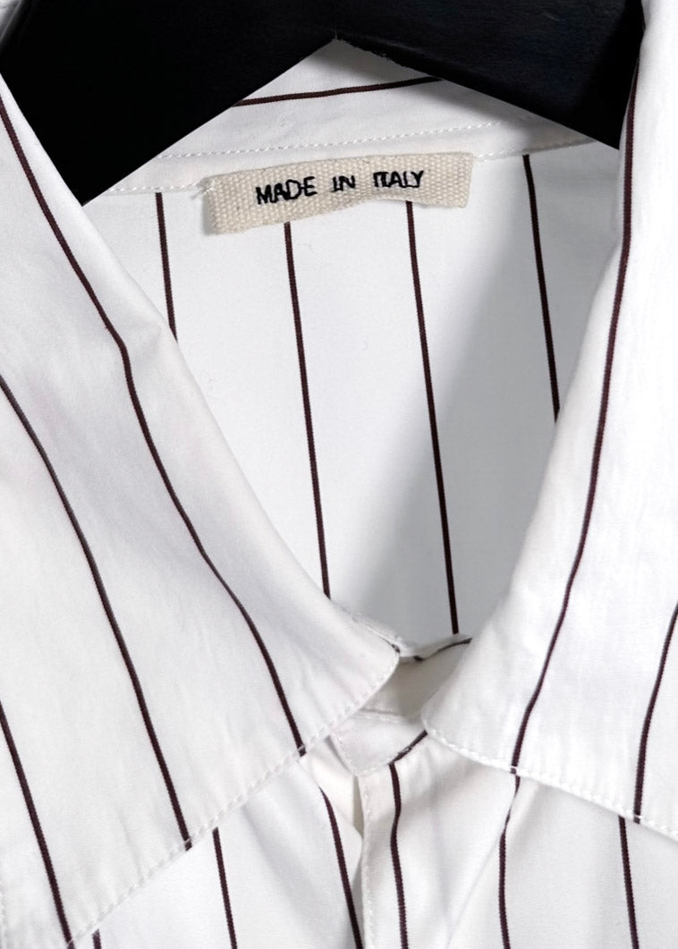 Chemise boutonnée à rayures blanches bordeaux Marni