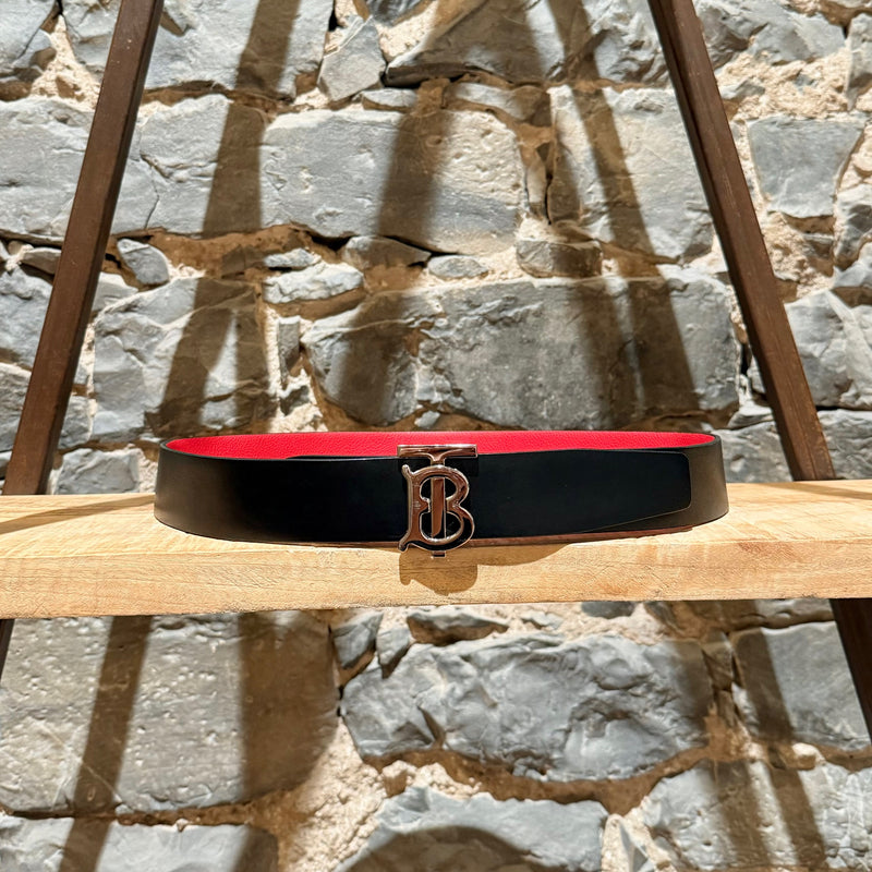 Ceinture réversible noir et rouge Burberry TB 40 mm en cuir