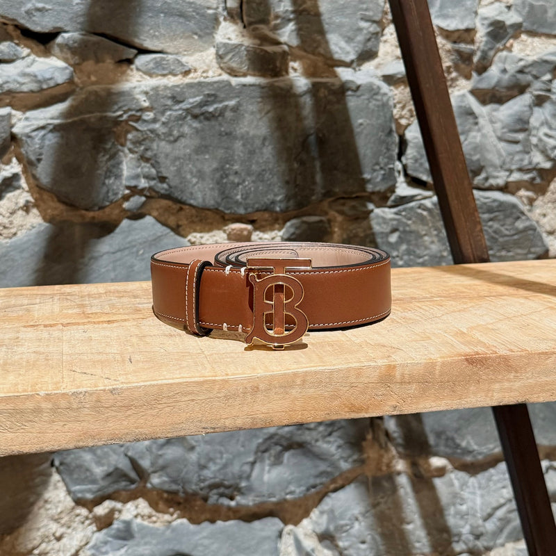 Burberry TB Brown Leather Logo 35mm Belt