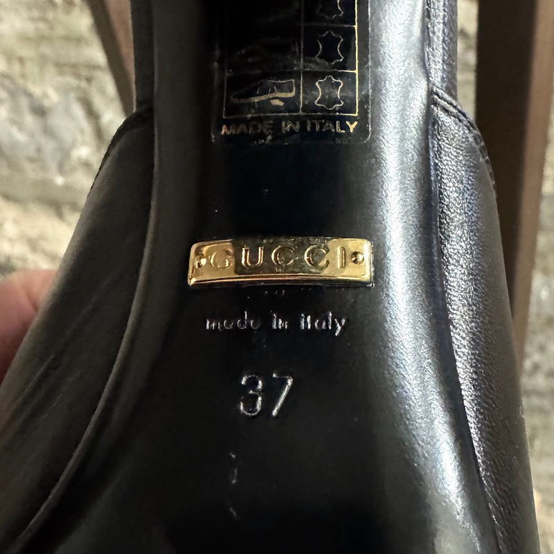 Mules à talon moyen Gucci 1955 Horsebit Princetown en cuir noir