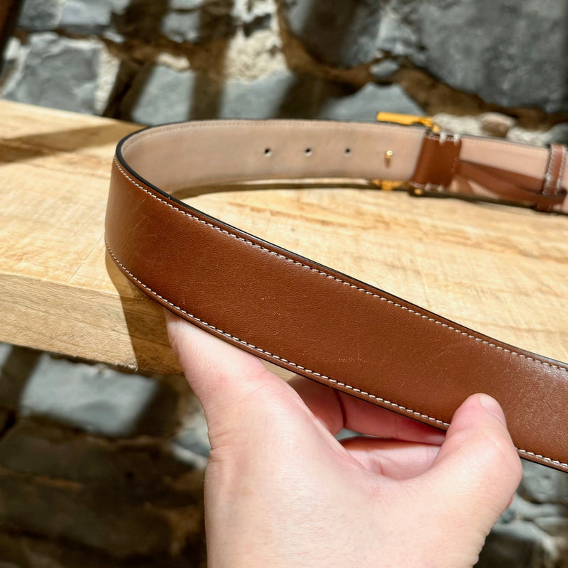 Burberry TB Brown Leather Logo 35mm Belt