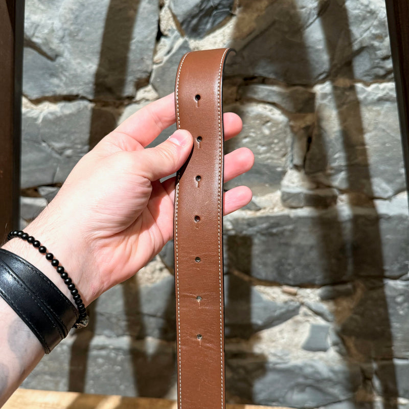 Burberry TB Brown Leather Logo 35mm Belt