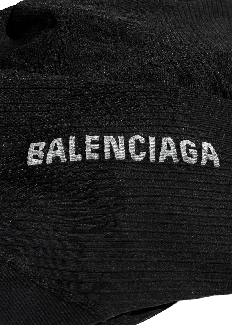 Balenciaga 2023 Black Logo Ruched Biker T-shirt