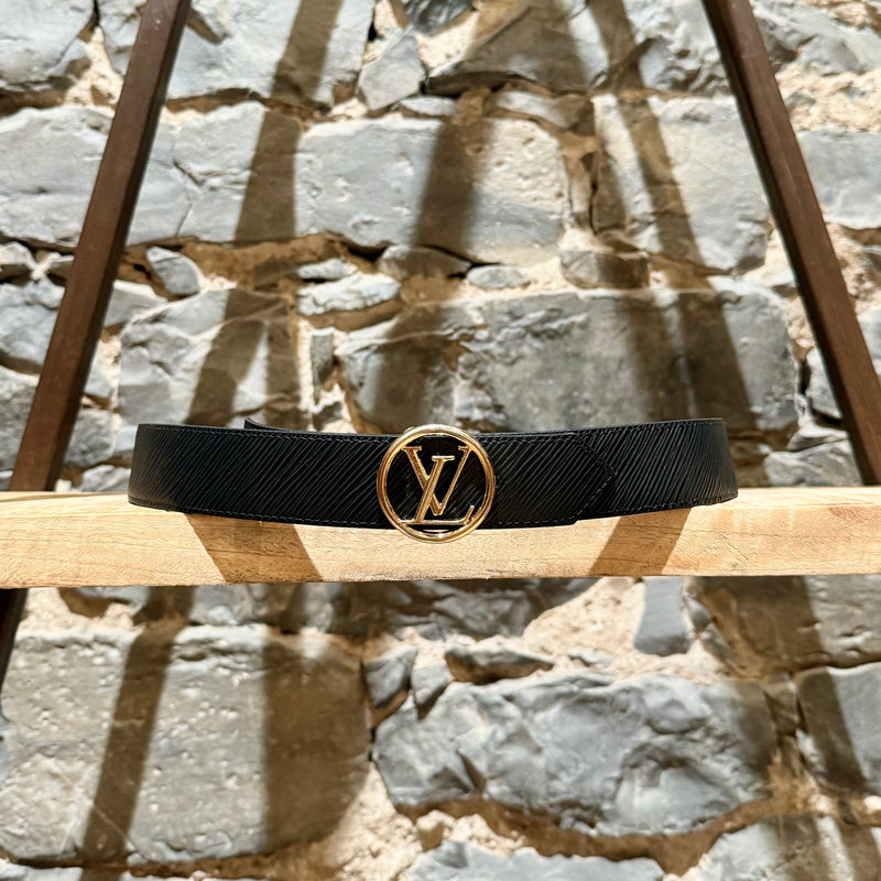 Louis Vuitton Black Epi Monogram Reversible LV Circle 35mm Belt