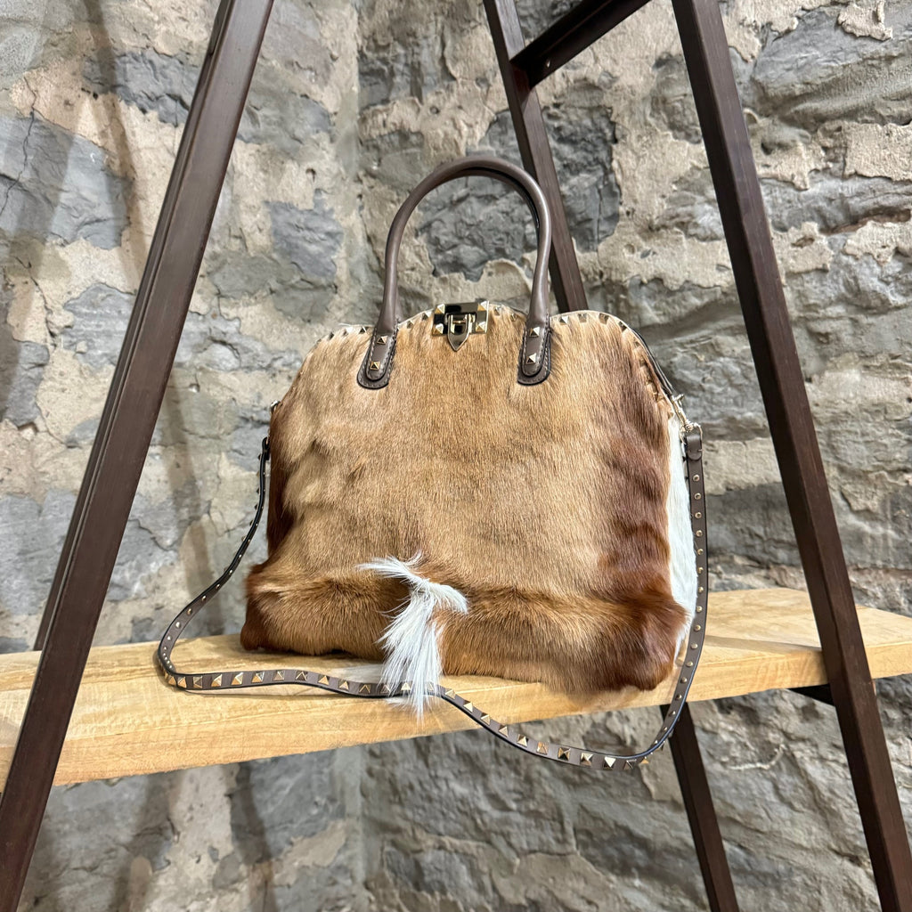 Valentino Antelope Fur Rockstud Dome Bag