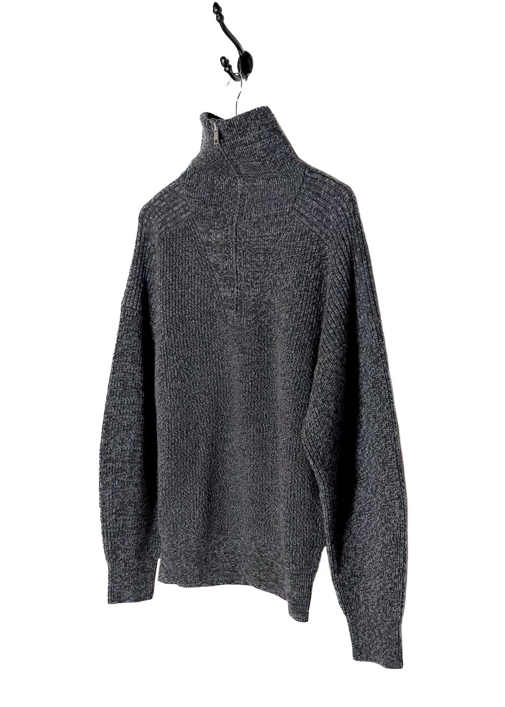 Isabel Marant Melange Grey Benny Half Zip Knit Sweater