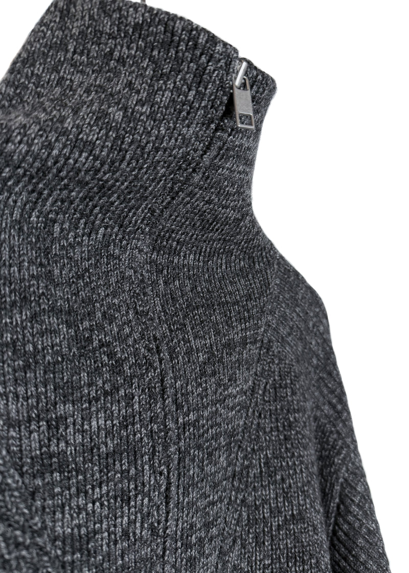 Isabel Marant Melange Grey Benny Half Zip Knit Sweater