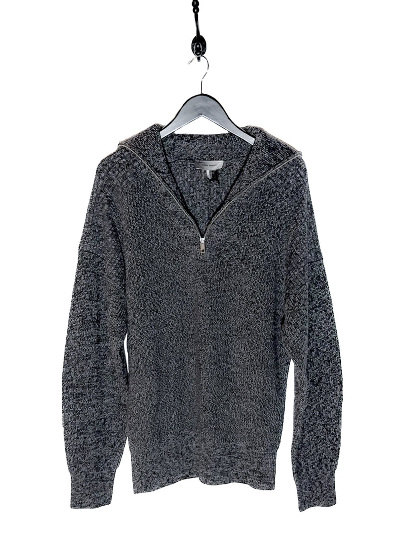 Isabel Marant Melange Grey Benny Half Zip Knit Sweater