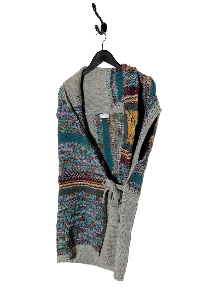 Dries Van Noten FW 2008 Runway Grey Multicolour Wrap Knit Vest