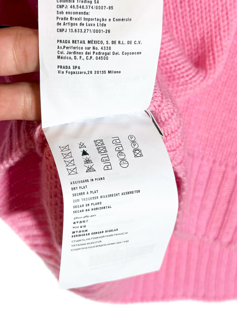 Miu Miu Bubblegum Pink Cropped Cashmere Sweater