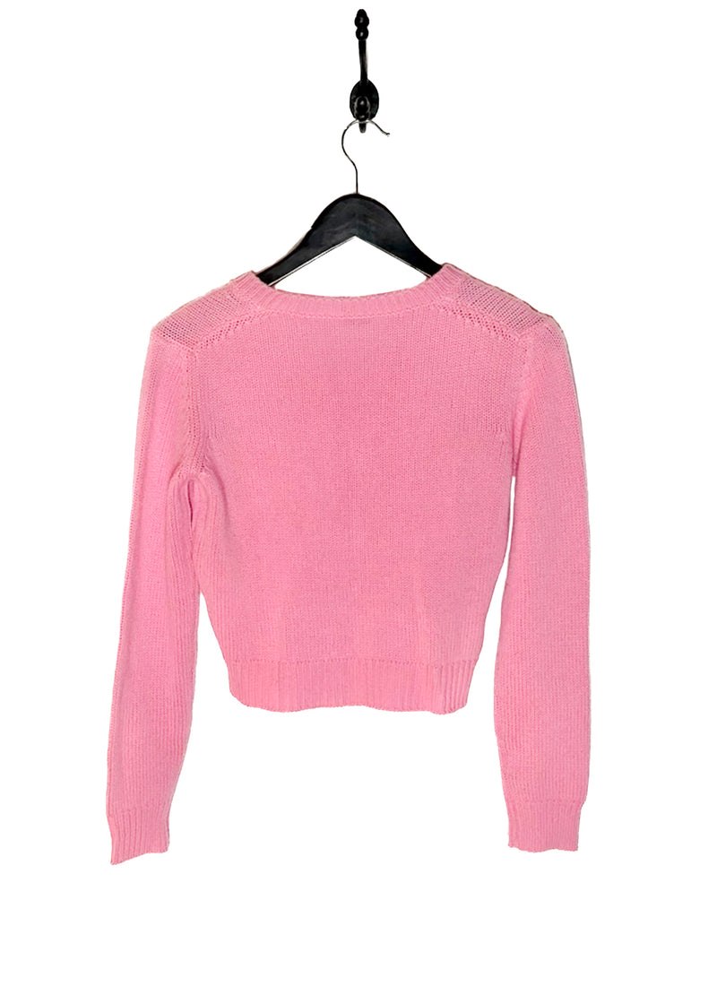 Miu Miu Bubblegum Pink Cropped Cashmere Sweater