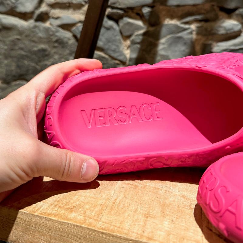 Versace Pink Barocco Medusa Dimension Pool Slides