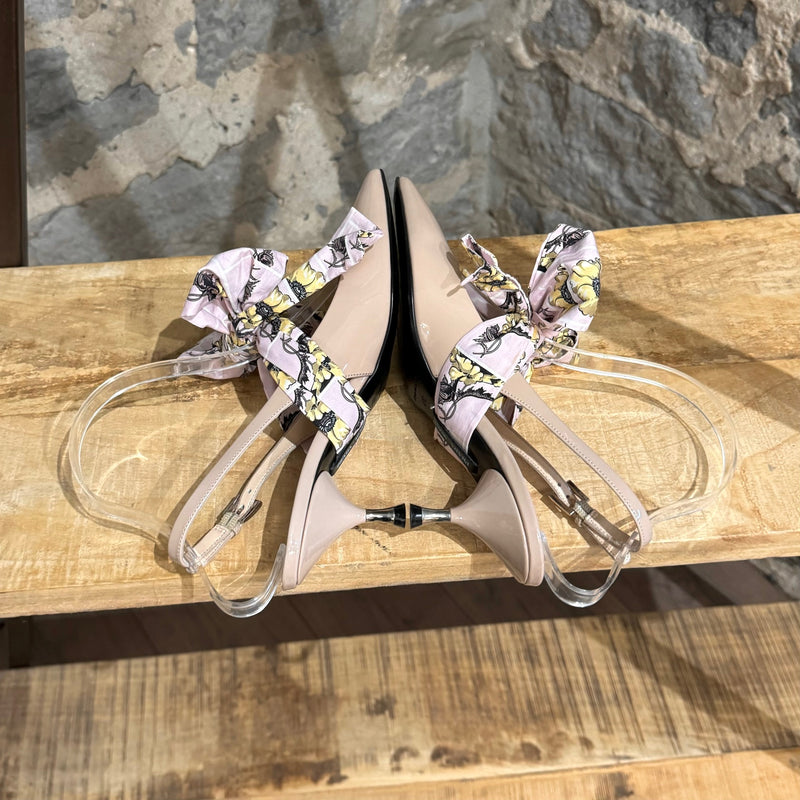 Escarpins à bride arrière nude Prada 2018 avec rubans