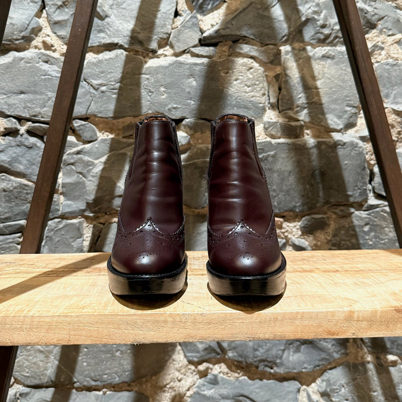 Burberry Burgundy Leather Oxford Wedges Booties