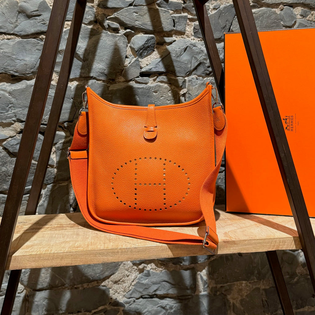 Hermès 2013 Orange Clemence Evelyne III 29 Crossbody Bag