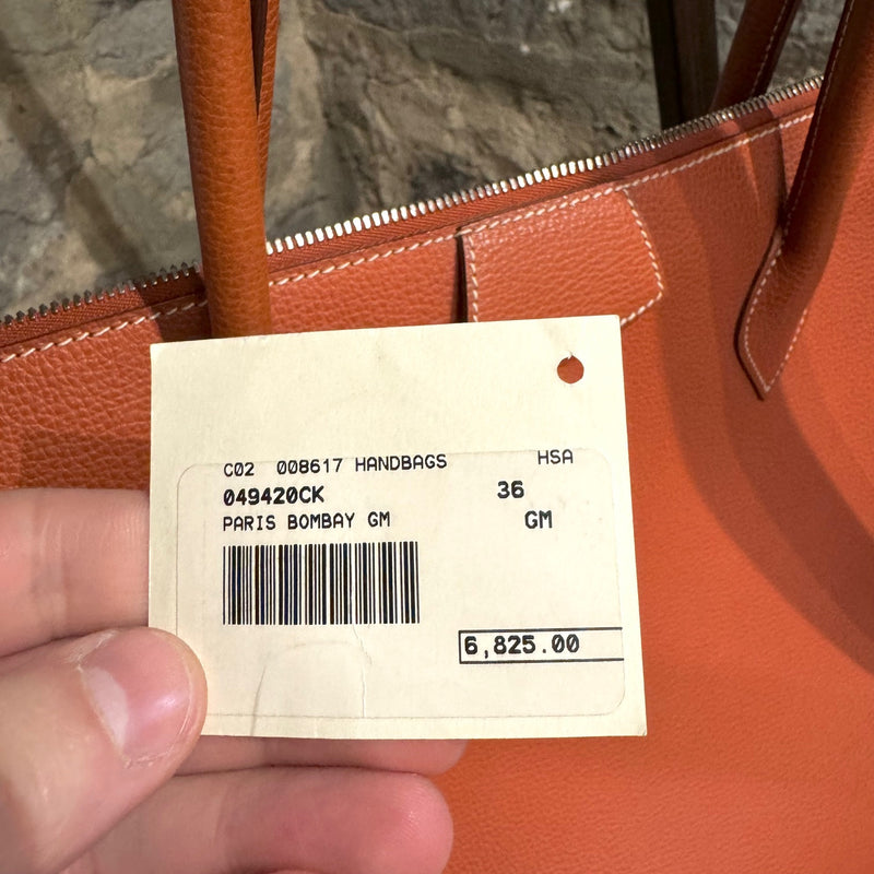 Sac de voyage Hermès en cuir Evergrain rouge brique Paris Bombay 50 GM