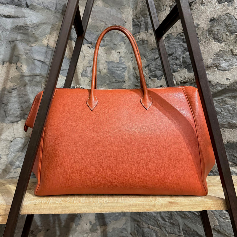 Hermès Brick Red Evergrain Leather Paris Bombay 50 GM Travel Bag