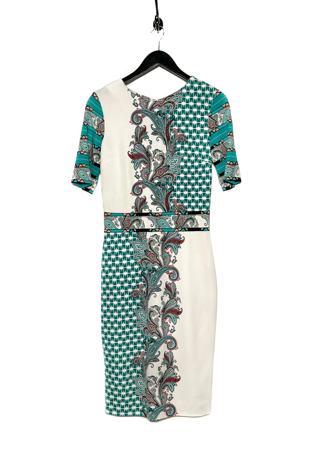 Etro Teal Ivory Paisley Print Dress