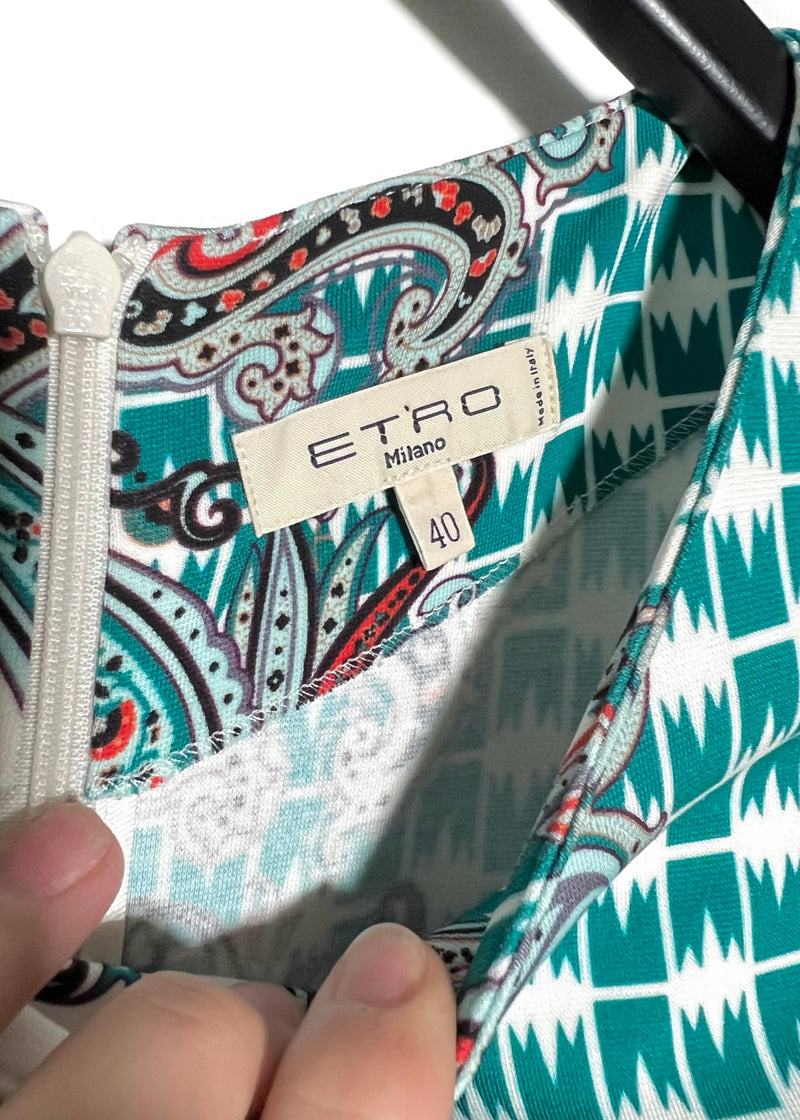 Robe imprimée ivoire turquoise Etro