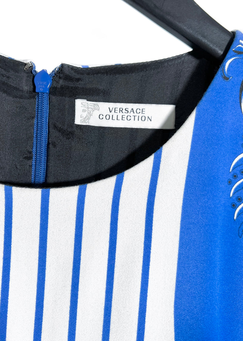 Mini-robe imprimée bleu cobalt Versace Collection