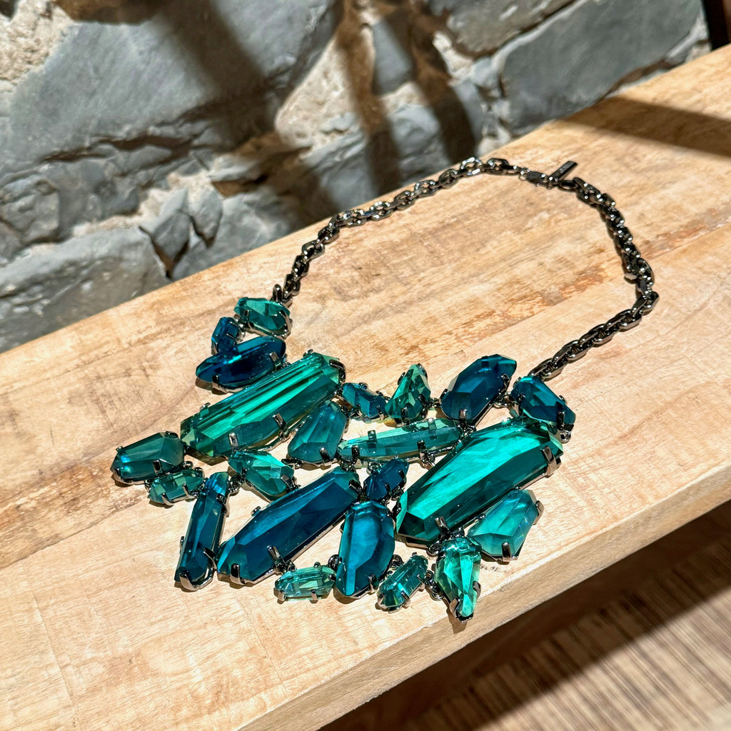 Burberry Prorsum Blue Crystals Albury Collar Necklace