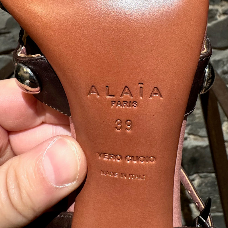 Alaïa Brown Studded Embellished Heeled Sandals