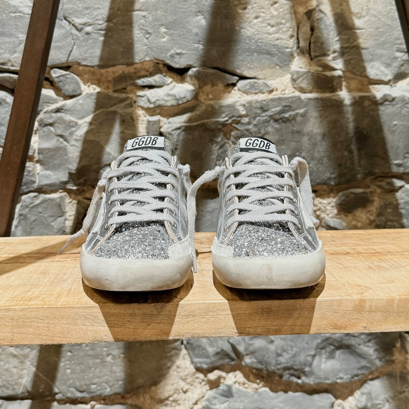 Golden Goose Silver Laminated Glitter Superstar Sneakers