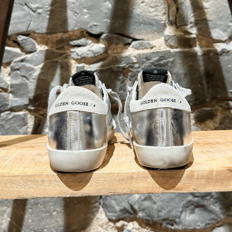 Golden Goose Silver Laminated Glitter Superstar Sneakers