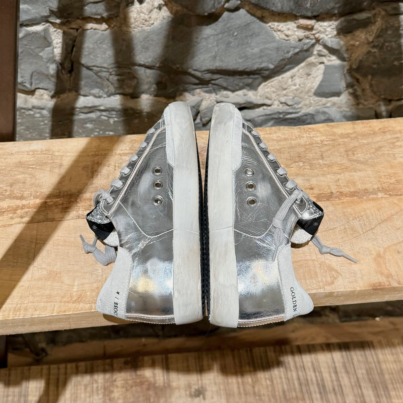 Golden Goose Silver Laminated Glitter Superstar Sneakers