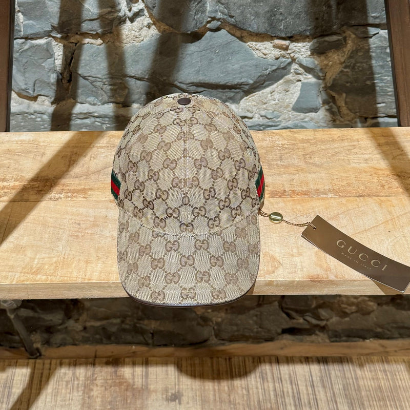 Gucci Beige Original GG Monogram Canvas Web Baseball Cap