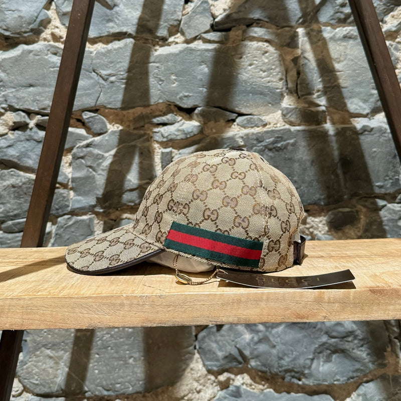 Gucci Beige Original GG Monogram Canvas Web Baseball Cap