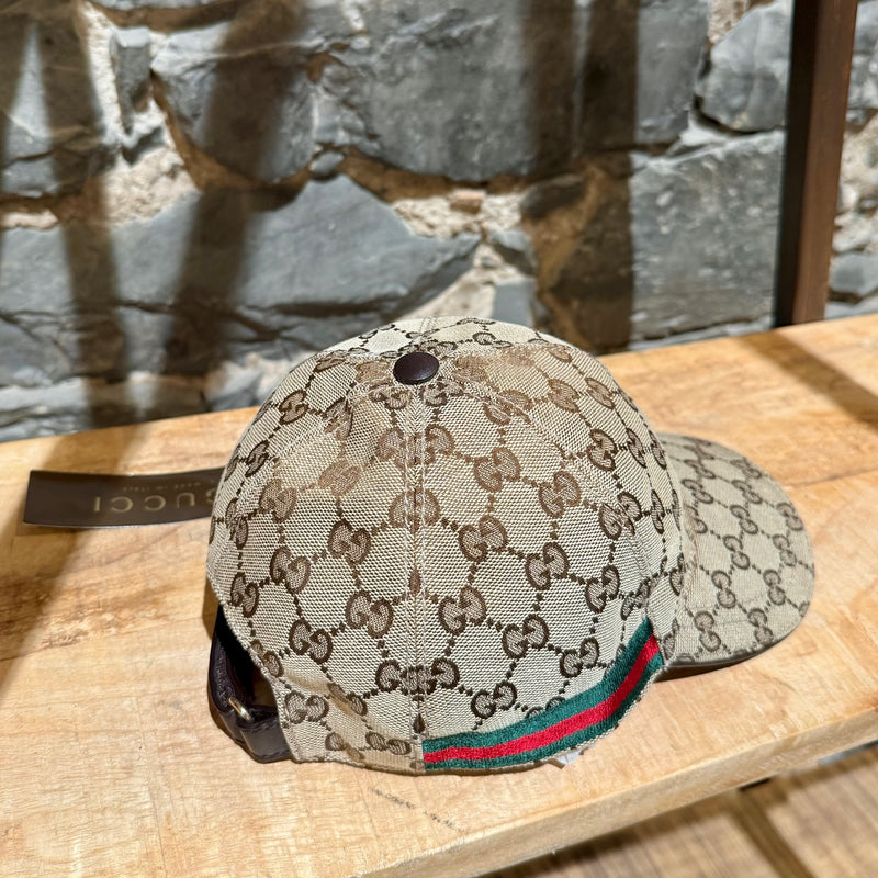 Gucci Beige Original GG Monogram Canvas Web Baseball Cap