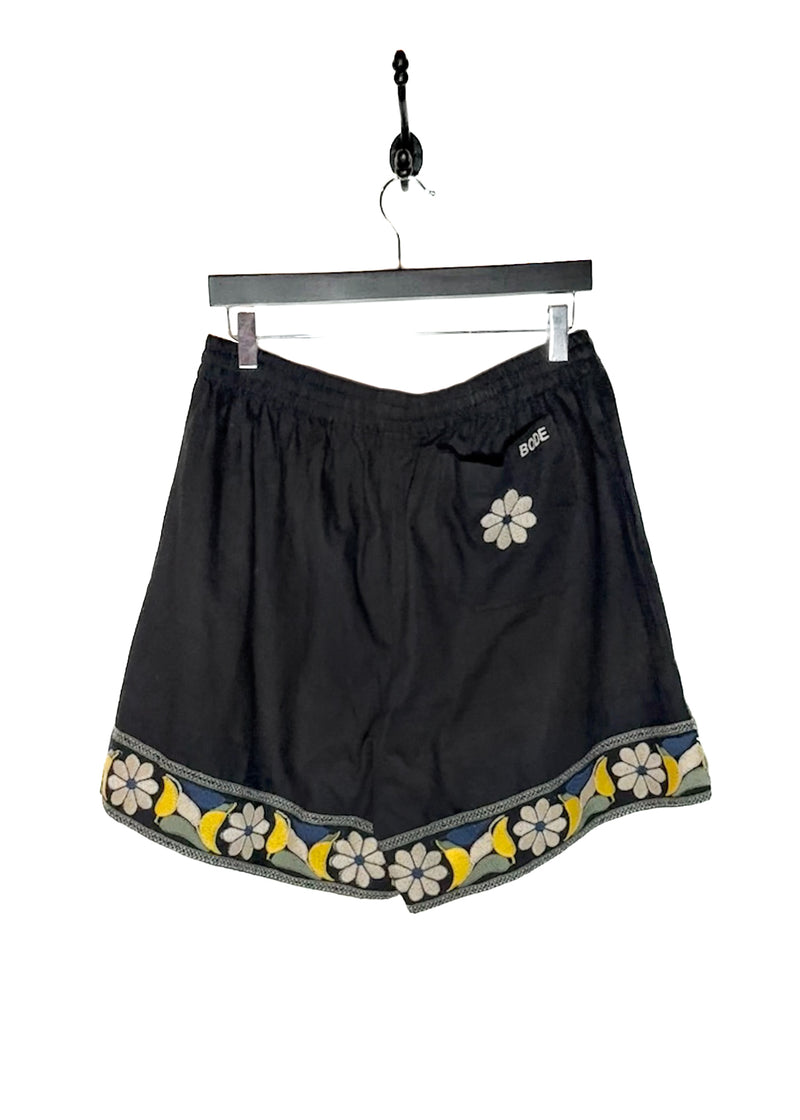 Short Bode Zinnia noir avec broderies florales