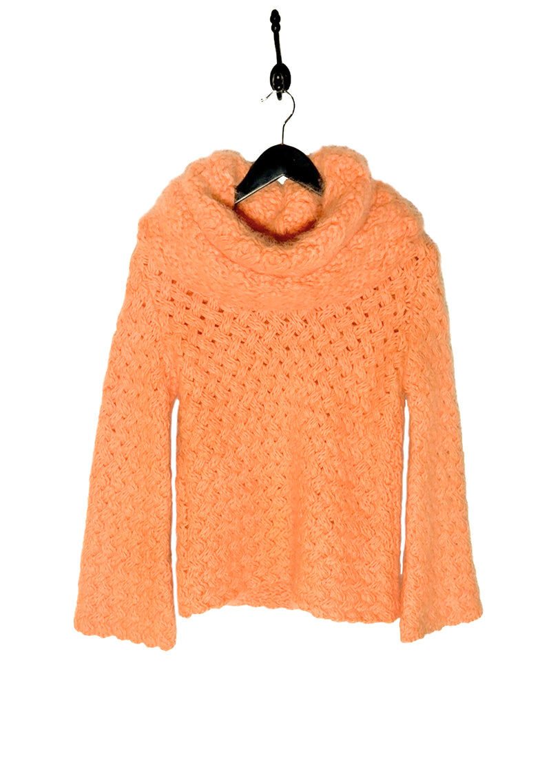 Pull Lanvin à Col Roulé Oversize en Laine et Angora Orange