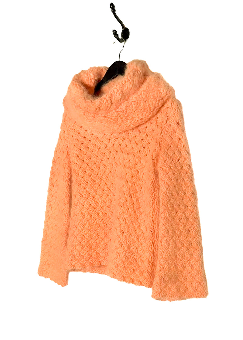 Pull Lanvin à Col Roulé Oversize en Laine et Angora Orange