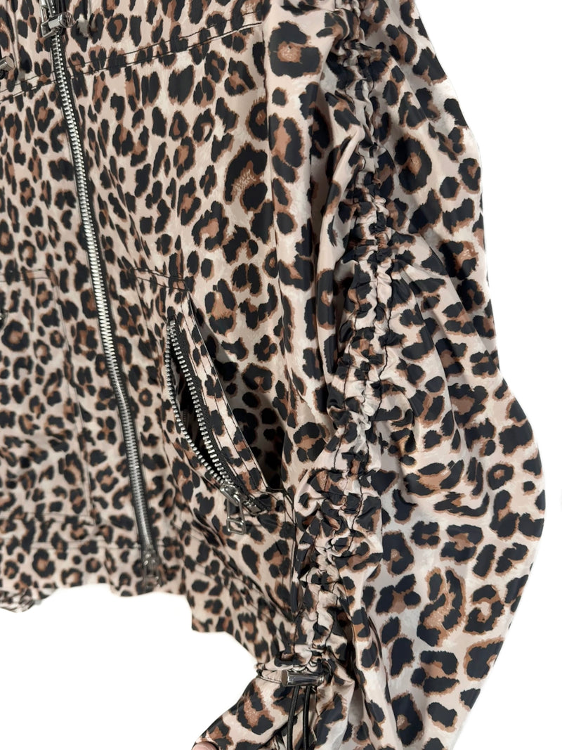 Veronica Beard Leopard Print Windbreaker Utility Jacket