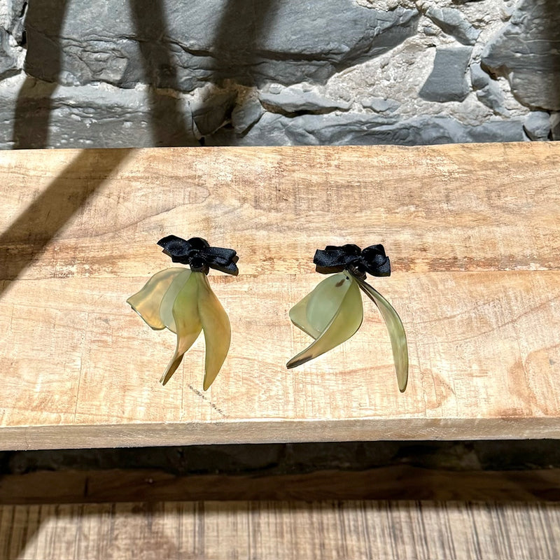 Marni Green Ribbon Clip-on Statement Earrings