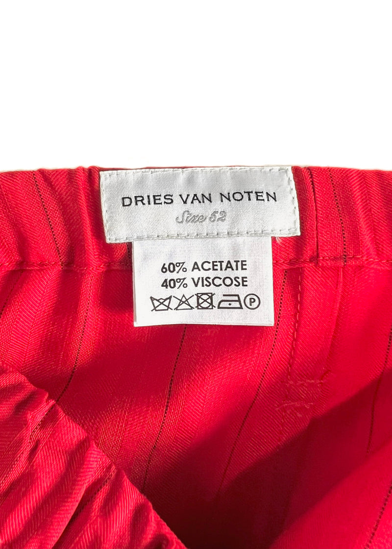 Short rouge à fines rayures avec cordon de serrage﻿ Dries Van Noten