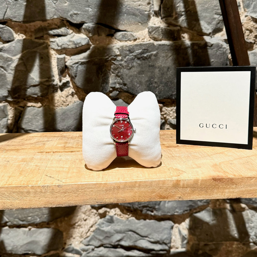 Gucci YA126584 G-Timeless Red Lizard 29mm Watch