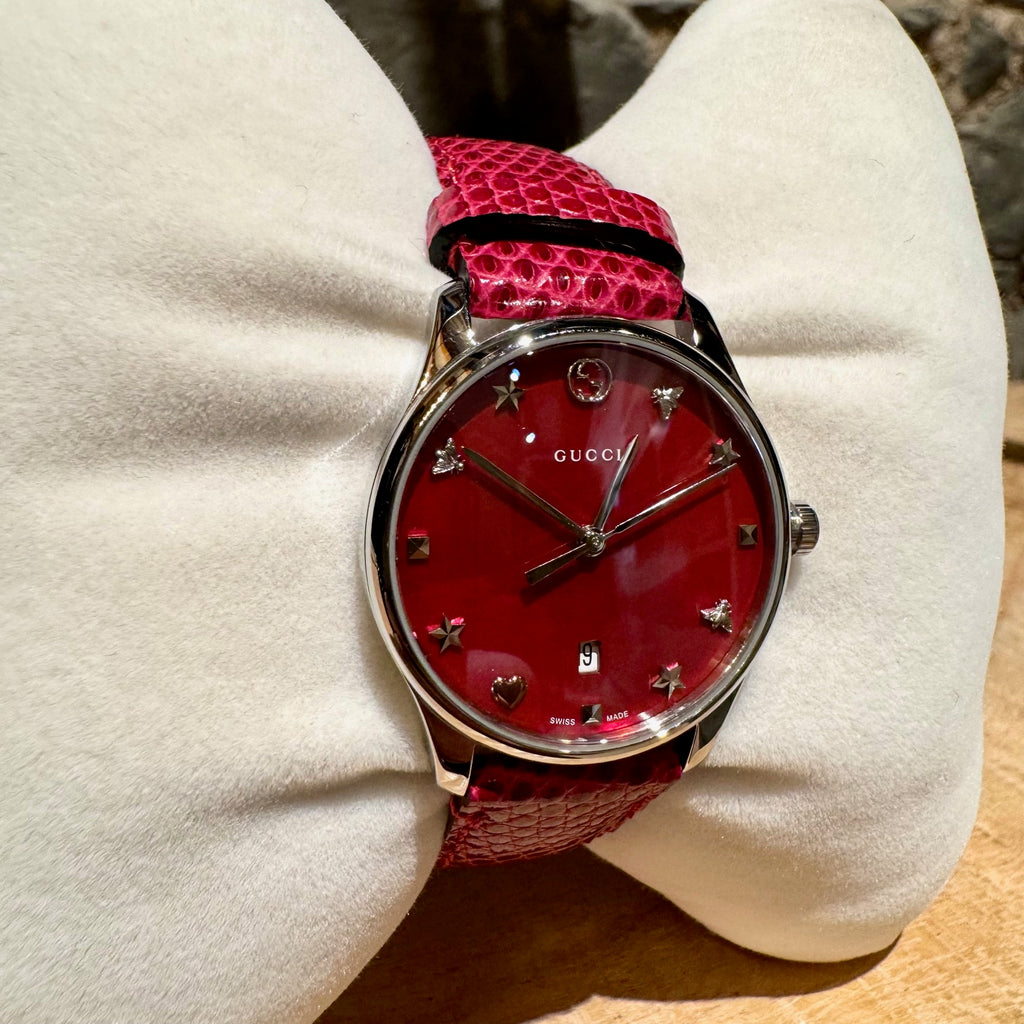 Gucci YA126584 G-Timeless Red Lizard 29mm Watch